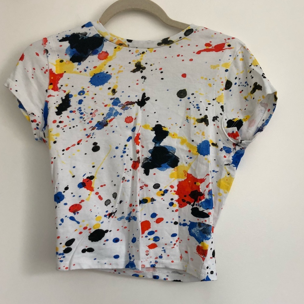 Alice & Olivia Splatter Paint Cropped T Shirt